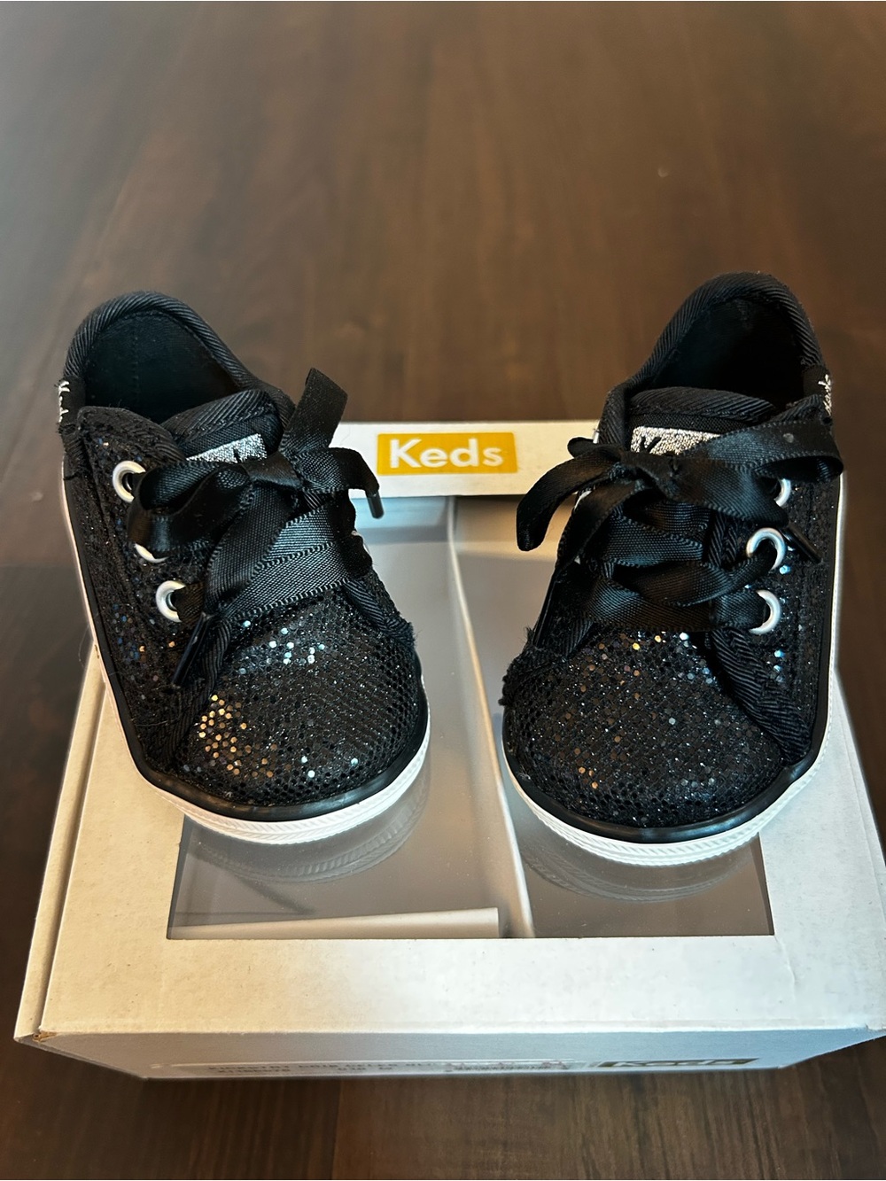 Keds Kids Black Sequin Lace-Up Sneakers with Satin Laces